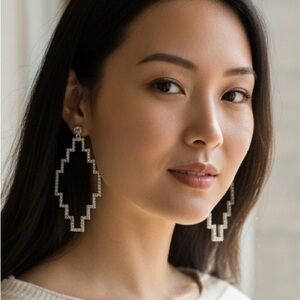 Plunder Silver Geometric Sparkling Earrings